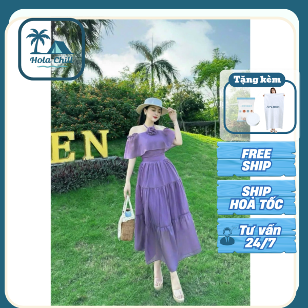 Váy maxi hoa nhí dáng dài - Chất voan lụa cao cấp - Ảnh 4